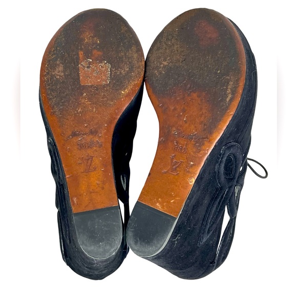 LOUIS VUITTON PLATFORM SANDALS IN BLACK SUEDE - Picture 8 of 10